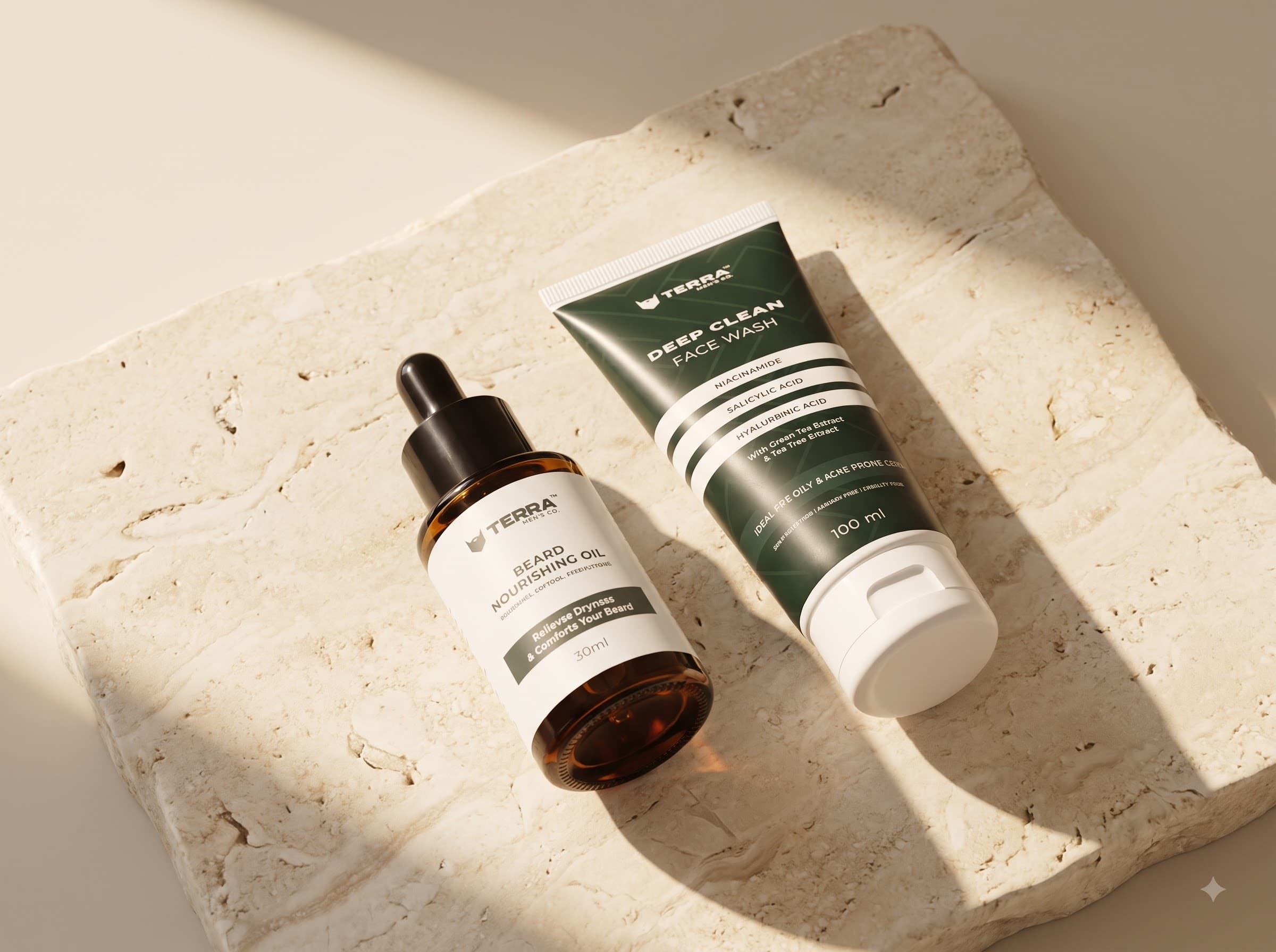 Terra Men's Cosmetics - Face Wash and Beard Oil
